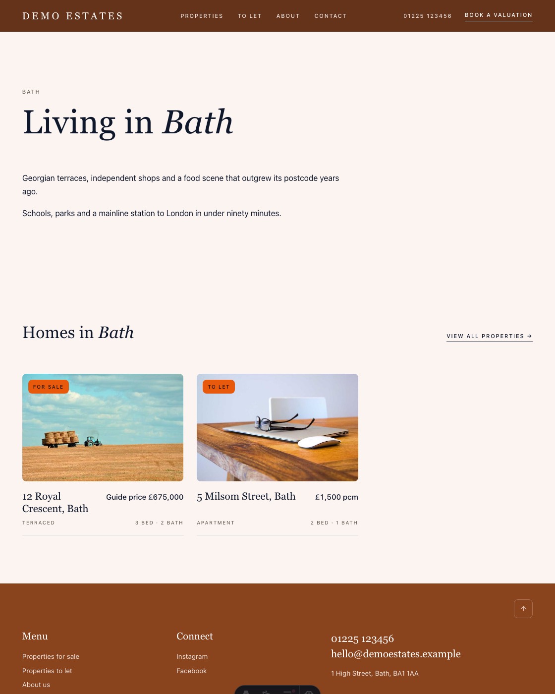Boutique Editorial theme: Area guide