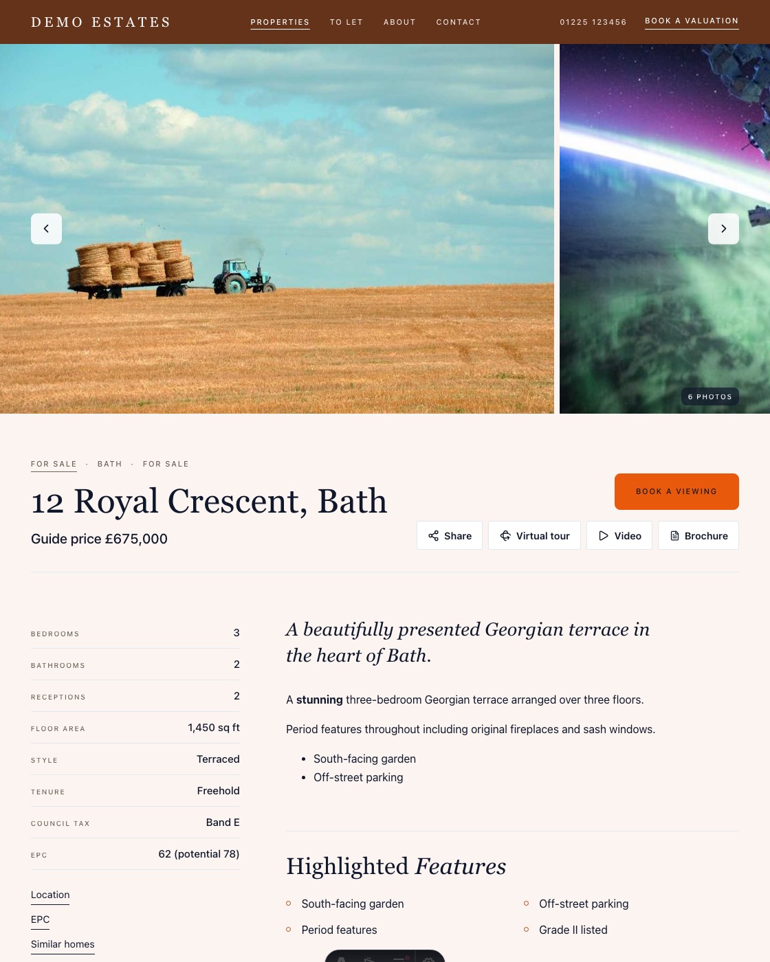 Boutique Editorial theme: Property detail