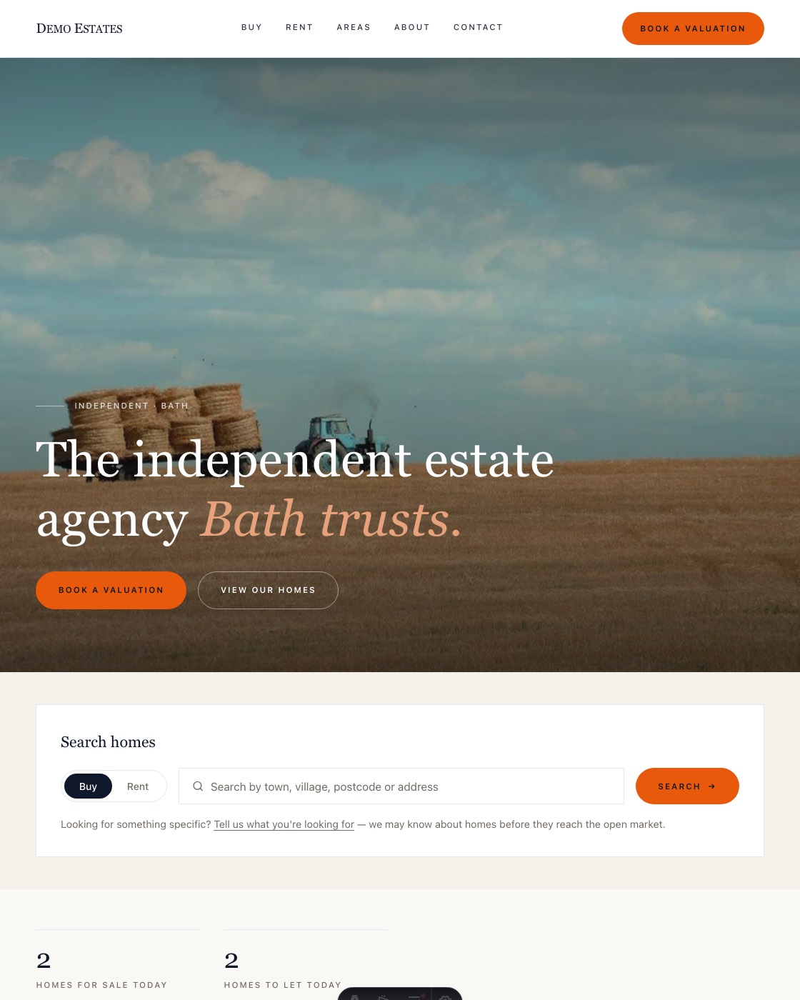 The Regent theme homepage
